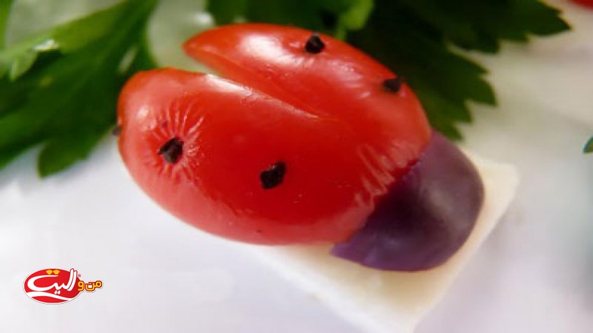 تزيین گوجه‌فرنگی به شکل کفشدوزک